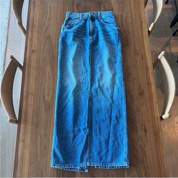 MOTHER “Snacks” Denim Maxi Skirt – Size 28 – NWOT – High Rise Back Vent - Picture 5 of 8